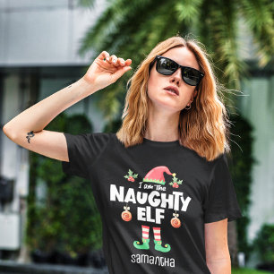 Naughty elf Familienaam voor kerstmis T-shirt