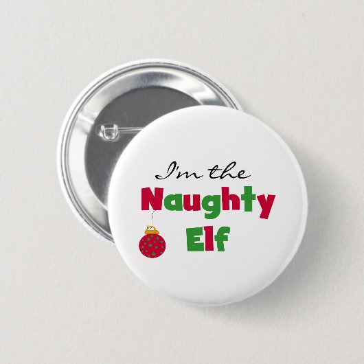 Naughty Elf Ronde Button 5,7 Cm (Voorkant /achterkant)
