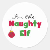 Naughty Elf Ronde Sticker (Voorkant)