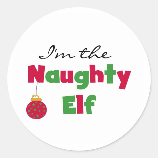 Naughty Elf Ronde Sticker (Voorkant)