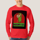 NAUGHTY ELF RUDE MANNEN CHRISTMAS T-SHIRTS (Voorkant)