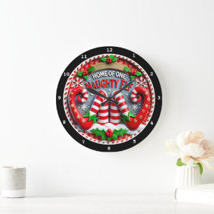 Naughty Elf Shenanigans" - Speelse kerstmuur Grote Klok