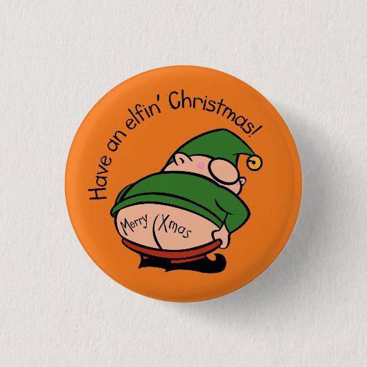 Naughty Elves Cheek Kerstmis Badge Ronde Button 3,2 Cm (Voorkant)