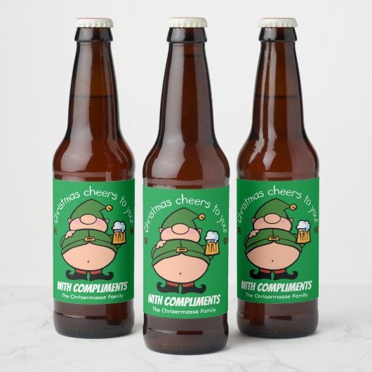 Naughty Elves Green Kerstbeer Label Bier Etiket (Flessen)