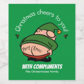 Naughty Elves Green Kerstwijn Label Wijn Etiket (Enkel label)