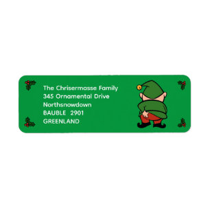 Naughty Elves Itch Xmas het Adres van de Terugkeer Etiket