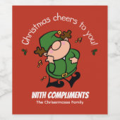 Naughty Elves Kerstrode Wine Label Wijn Etiket (Enkel label)