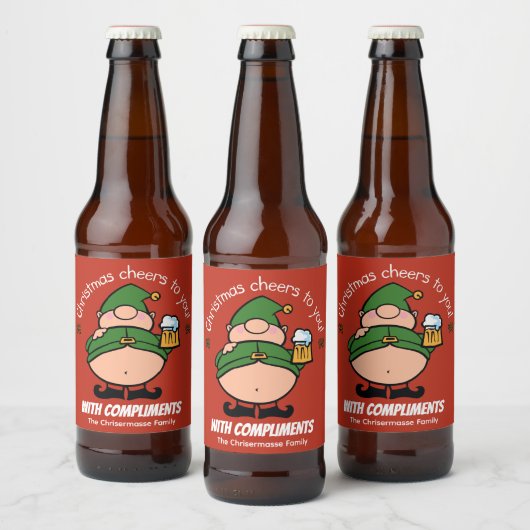 Naughty Elves Red Kerstbeer Label Bier Etiket (Flessen)