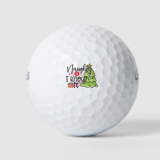 Naughty en ik weten het - grappige kerst golfballen (Voorkant)