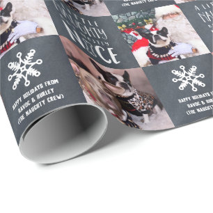 Naughty en Nice Aangepast 2-foto-Pet Dog Cadeaupapier