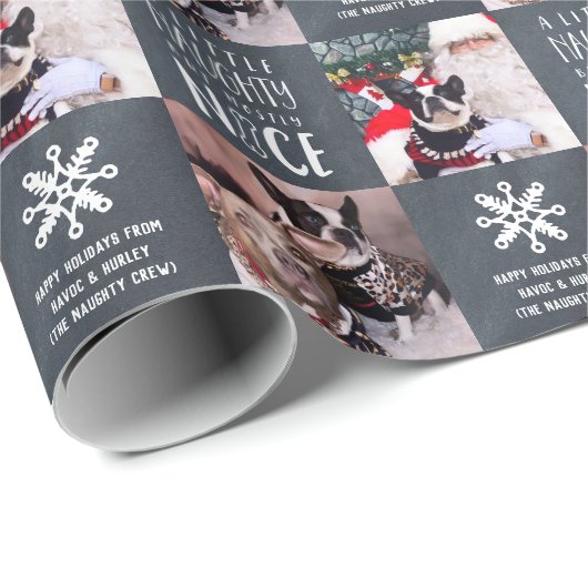 Naughty en Nice | Aangepast 2-foto-Pet Dog Cadeaupapier (Rol Hoek)