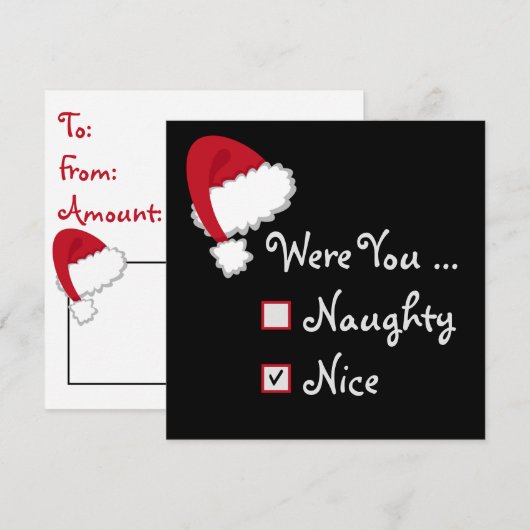 Naughty- en Nice-cadeaubon (Voorkant / Achterkant)