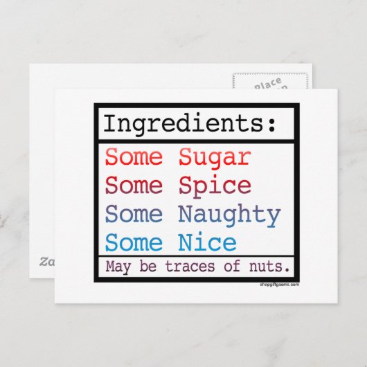 Naughty en Nice Feestdagenkaart (Voorkant / Achterkant)