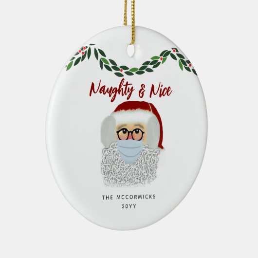 Naughty en Nice grappige kerstkerst Keramisch Ornament (Rechts)