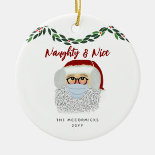 Naughty en Nice grappige kerstkerst Keramisch Ornament