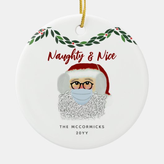 Naughty en Nice grappige kerstkerst Keramisch Ornament (Voorkant)