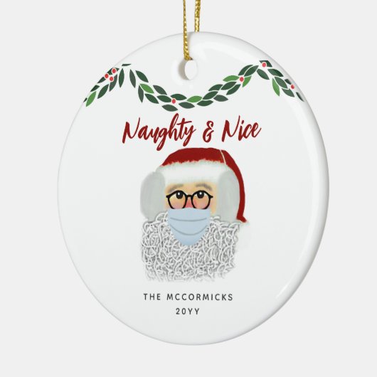 Naughty en Nice grappige kerstkerst Keramisch Ornament (Links)