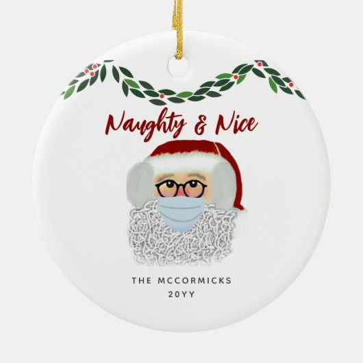 Naughty en Nice grappige kerstkerst Keramisch Ornament (Achterkant)