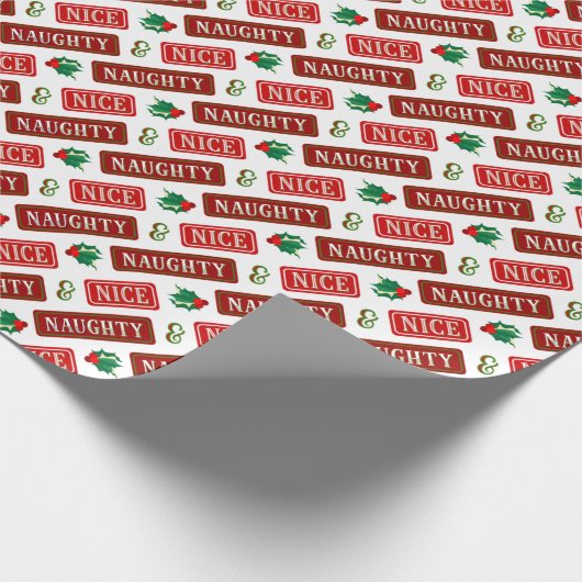 Naughty en Nice Kerstmis Cadeaupapier (Hoek)