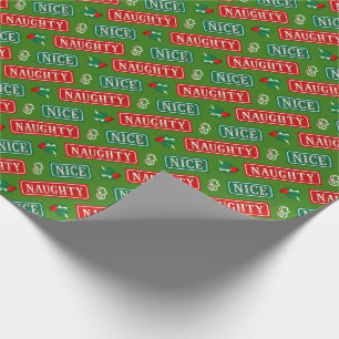 Naughty en Nice Kerstmis Cadeaupapier