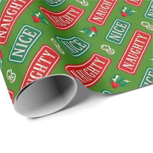 Naughty en Nice Kerstmis Cadeaupapier (Rol Hoek)
