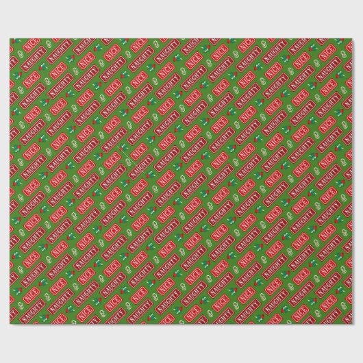 Naughty en Nice Kerstmis Cadeaupapier (Vlak)