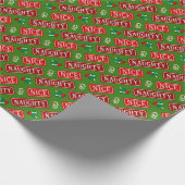 Naughty en Nice Kerstmis Cadeaupapier (Hoek)