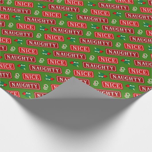 Naughty en Nice Kerstmis Cadeaupapier (Hoek)