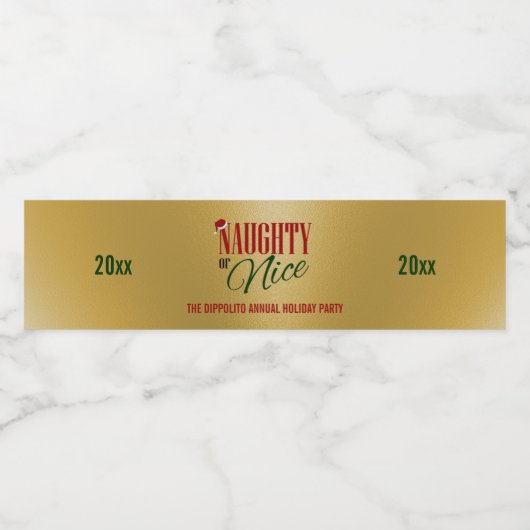 Naughty en Nice Party Waterfles Etiket (Enkel label)