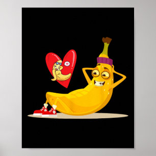 Naughty Fruit Funny Banana doet sit-up voor crunch Poster