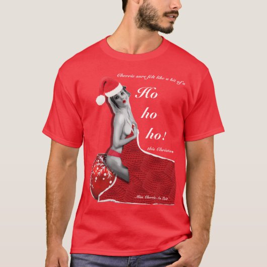 Naughty Fun Christmas Ho Pinup Mannen Xmas T-shirt (Voorkant)