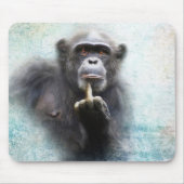 Naughty Funny Chimpansee Middle Finger Flip Bird Muismat (Voorkant)