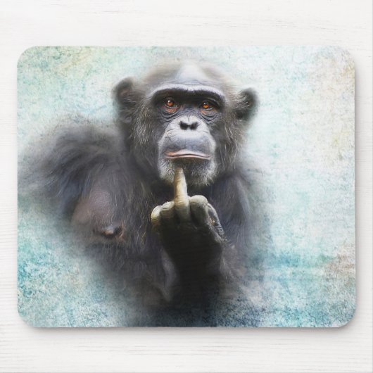 Naughty Funny Chimpansee Middle Finger Flip Bird Muismat (Voorkant)