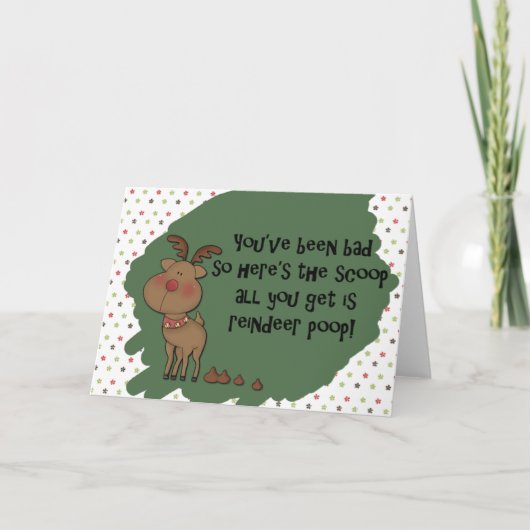 Naughty Funny Christmas Reindeer Poop Kaart (Voorkant)