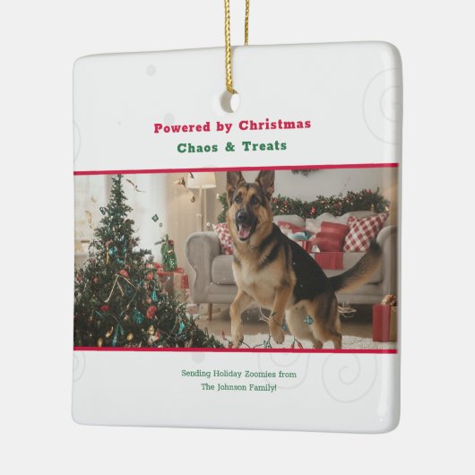 Naughty Funny Dog Pet Photo Christmas Holiday Keramisch Ornament (Links)