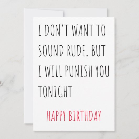 Naughty Funny Happy Birthday Card voor hem en haar Feestdagenkaart (Voorkant)