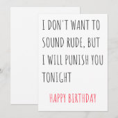 Naughty Funny Happy Birthday Card voor hem en haar Feestdagenkaart (Voorkant / Achterkant)
