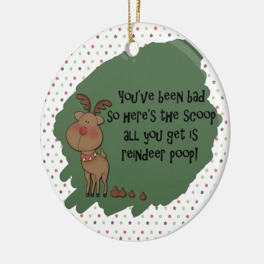 Naughty Funny kerstreindeer Poop Gift Gezegde Keramisch Ornament (Links)