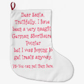 Naughty German Shorthaired Pointer Grote Kerstsok (Voorkant)
