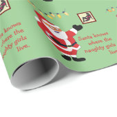 Naughty Girl Bad Santa Funny Joke Humor Fun Cadeaupapier (Rol Hoek)