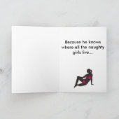 Naughty Girl Bad Santa 😂 Grappige grap Humor Feestdagen Kaart (Binnen)