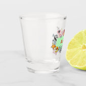 Naughty Girls sticker op Shot Glas (Links)