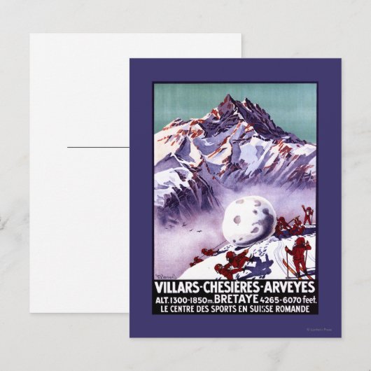 Naughty Gnomes Making Giant Snowball Poster Briefkaart (Voorkant / Achterkant)