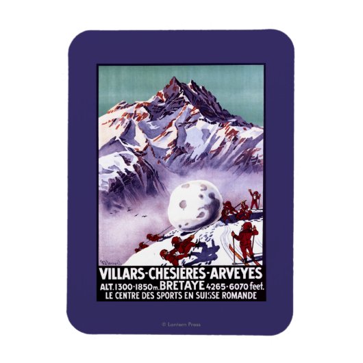 Naughty Gnomes Making Giant Snowball Poster Magneet (Verticaal)