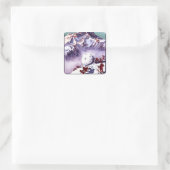 Naughty Gnomes Making Giant Snowball Poster Vierkante Sticker (Tas)