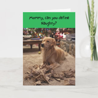 Naughty Golden Retriever Shredding Paper - Kerstmi Kaart
