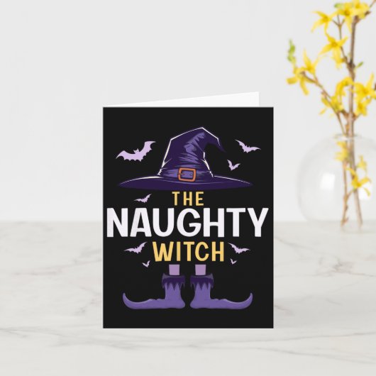 Naughty Halloween Witch Group bijpassende kostuum Kaart (Gele Bloem)