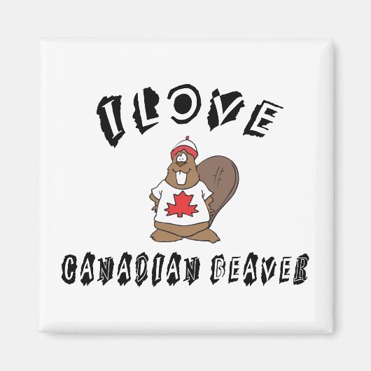 Naughty I Love Canadian Beaver Magneet (Voorkant)