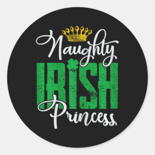 Naughty Irish Princess St Patrick's Day Ierland Ronde Sticker