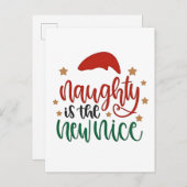 Naughty is de nieuwe leuke kerstman aankondigingskaart (Voorkant / Achterkant)